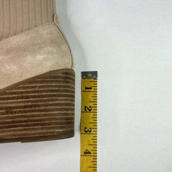 Toms Sadie Suede Sand Wedge Ankle Booties Round Toe Zip Womens Designer - Picture 10 of 10